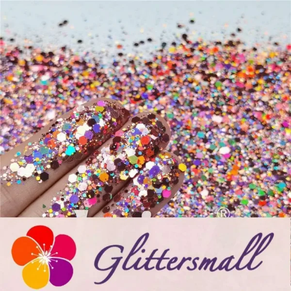 LB0911 Holographic Pink Glitter Hexagon Shaped Mixed Hazy Craft Supplies