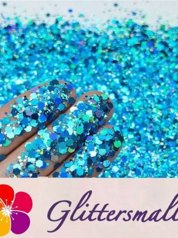 General Mixed Holographic Sky Blue Glitter Hexagon Shaped LB0700