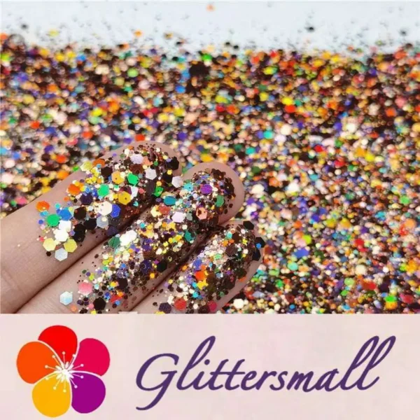 General Mixed Holographic Brown Glitter Hexagon Shaped LB0406