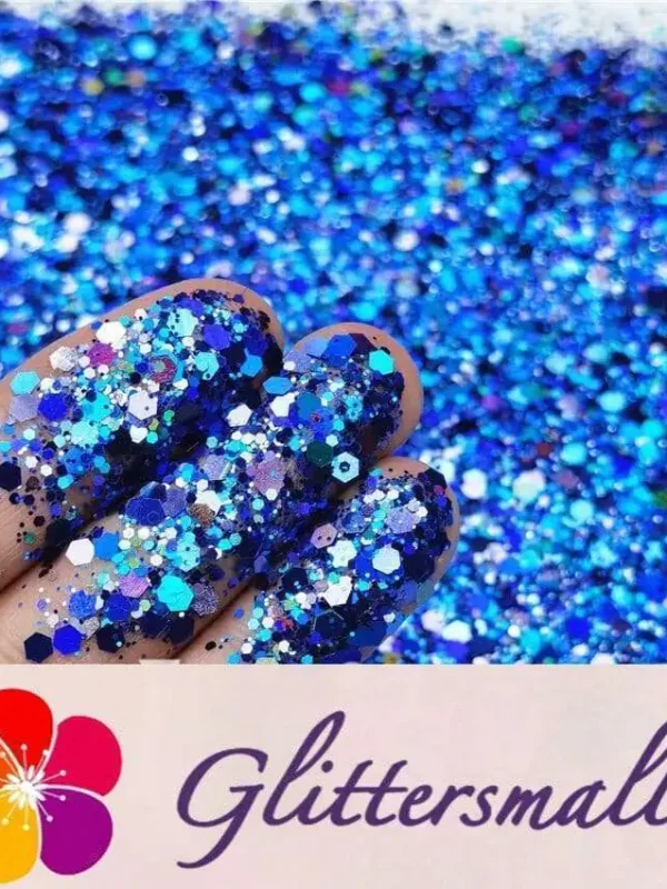 General Mixed Holographic Deep Blue Glitter Hexagon Shaped LB0705