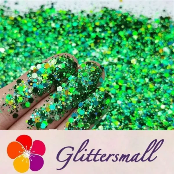 General Mixed Holographic Green Glitter Hexagon Shaped LB0600