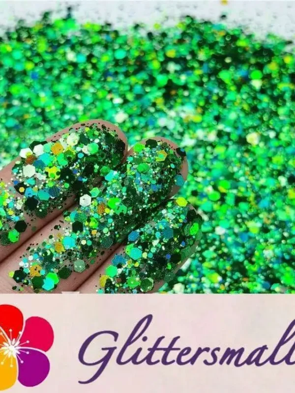 General Mixed Holographic Green Glitter Hexagon Shaped LB0600