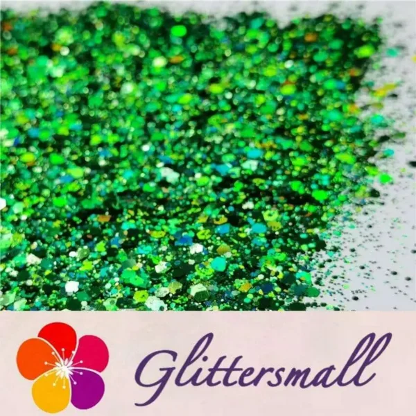 General Mixed Holographic Green Glitter Hexagon Shaped LB0600