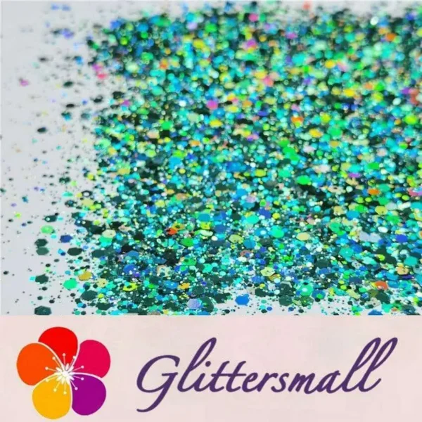 General Mixed Holographic Teal Green Glitter Hexagon Shaped LB0702