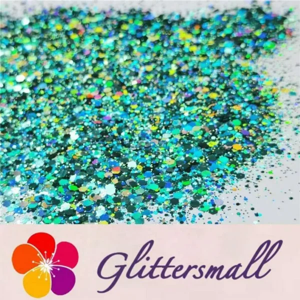 General Mixed Holographic Teal Green Glitter Hexagon Shaped LB0702