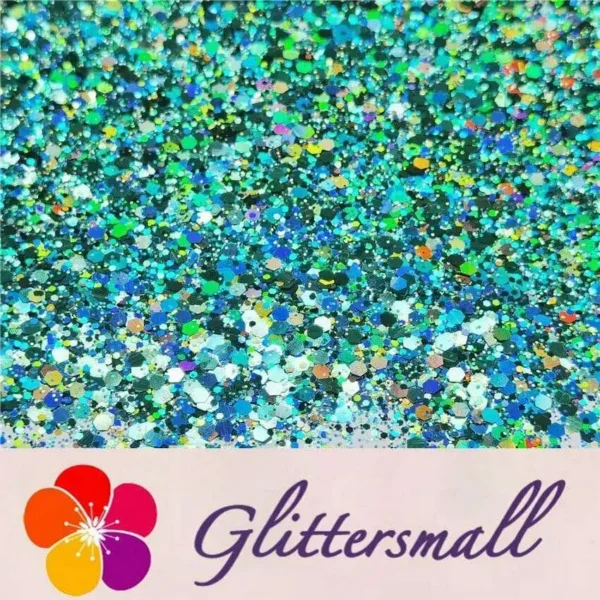 General Mixed Holographic Teal Green Glitter Hexagon Shaped LB0702