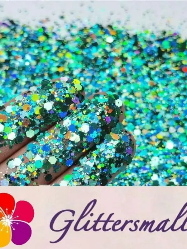 General Mixed Holographic Teal Green Glitter Hexagon Shaped LB0702