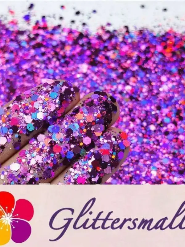General Mixed Holographic Purple Glitter Hexagon Shaped LB0800
