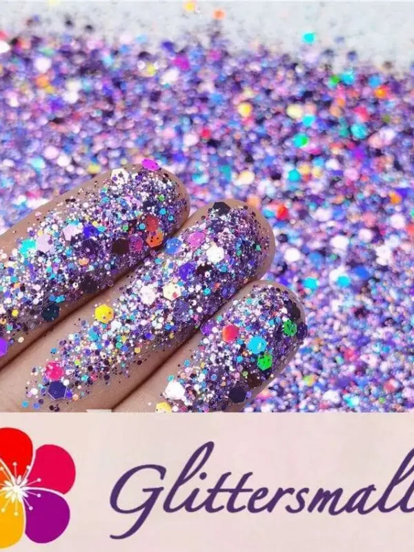 General Mixed Holographic Light Purple Glitter Hexagon Shaped LB0802