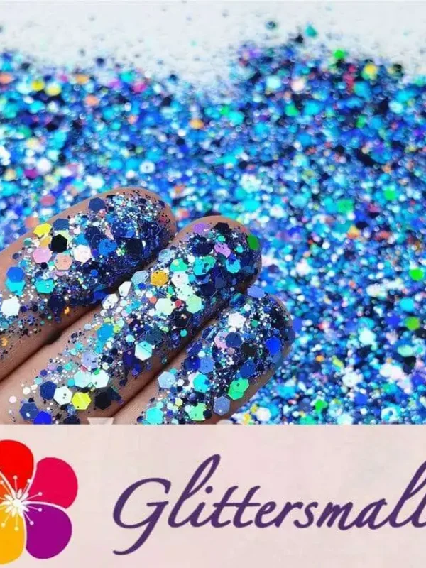 General Mixed Holographic Sea Blue Glitter Hexagon Shaped LB0709