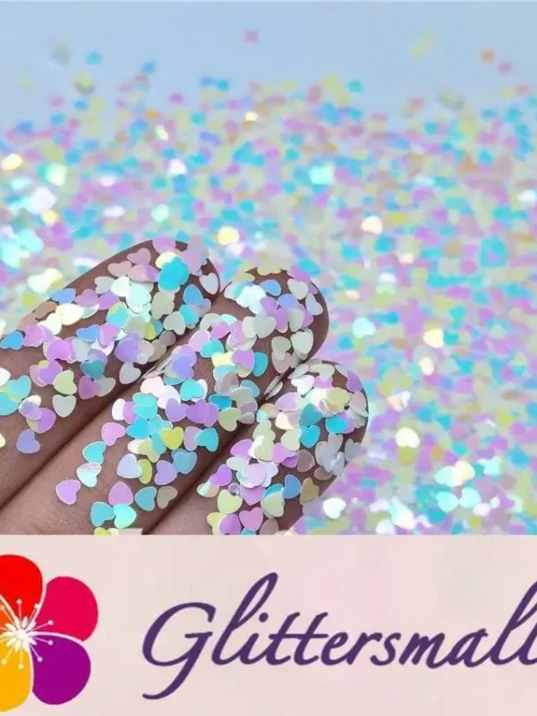 3mm Heart Shapes Rainbow Mixed Glitter C022R