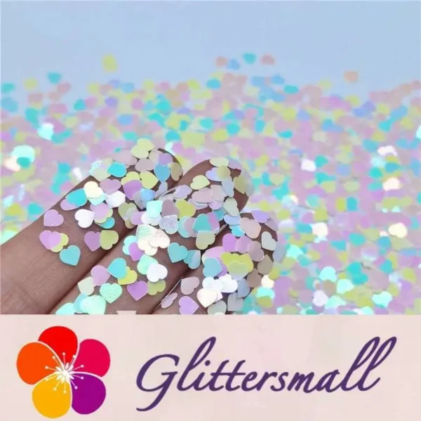 4mm Heart Shapes Rainbow Mixed Glitter C022R