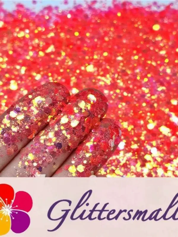 General Mixed Fluorescent Red Orange High Brightness Glitter FC334