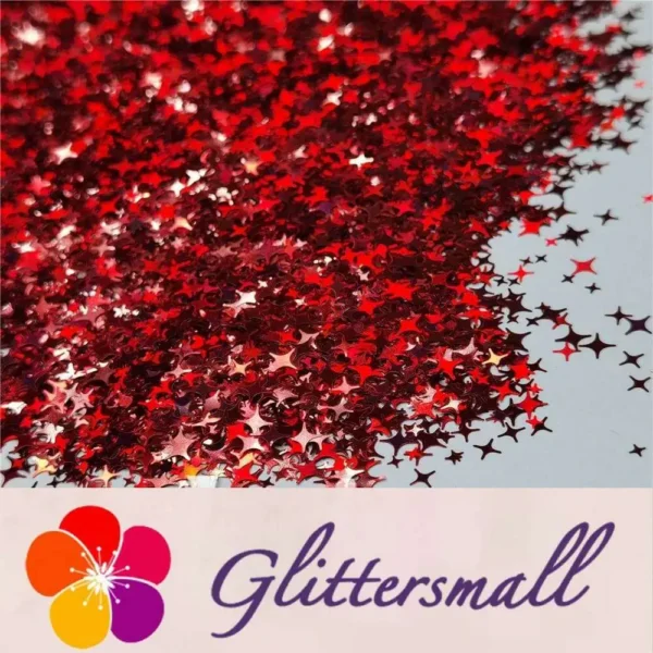 IMG_20200819_205252_9f41a2eb-c247-437a-be57-64d7bb775036.webp 3/4/5mm Mixed Four Pointed Star Shapes Laser Red Glitter LB0300