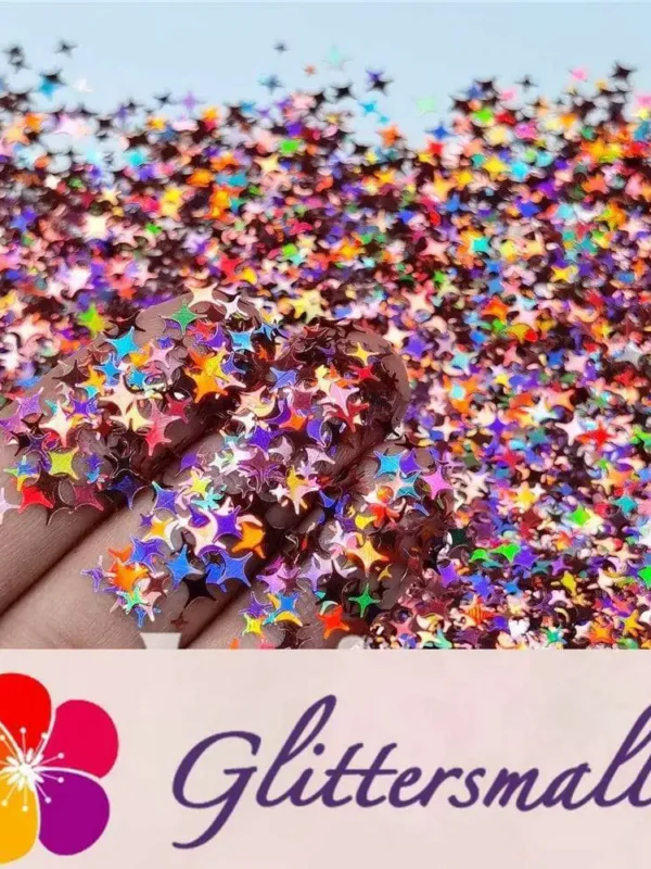 IMG_20200819_205713.webp 3/4/5mm Mixed Four Pointed Star Shapes Laser Hazy Pink Glitter LB0911