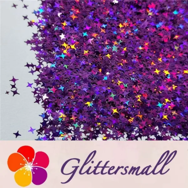 IMG_20200819_210845.webp 3/4/5mm Mixed Four Pointed Star Shapes Laser Purple Glitter LB0800