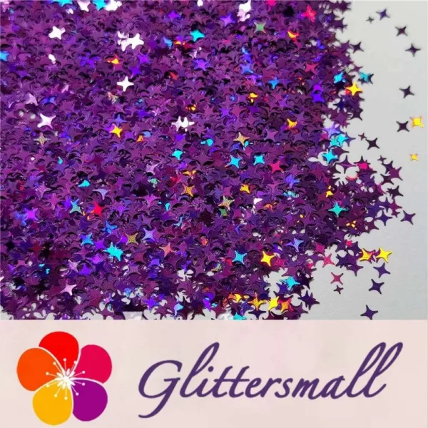 IMG_20200819_210855.webp 3/4/5mm Mixed Four Pointed Star Shapes Laser Purple Glitter LB0800