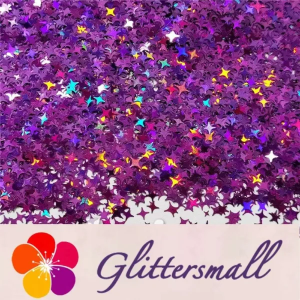 IMG_20200819_210911.webp 3/4/5mm Mixed Four Pointed Star Shapes Laser Purple Glitter LB0800