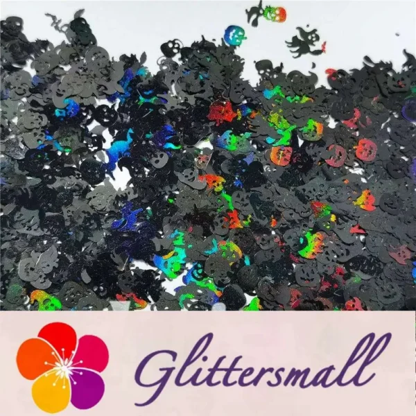 Halloween Pumpkin Ghost Skull Special Mixed Holographic Black Glitter LB01000