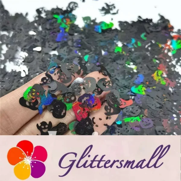 Halloween Pumpkin Ghost Skull Special Mixed Holographic Black Glitter LB01000