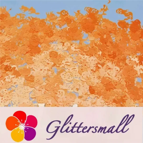 IMG_20200910_202907.webp Halloween Pumpkin Ghost Skull Special Mixed Bright Orange Glitter Y504