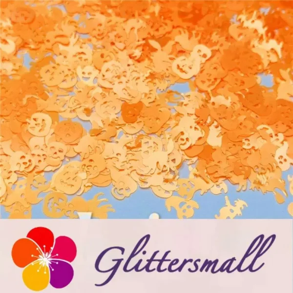 IMG_20200910_203202.webp Halloween Pumpkin Ghost Skull Special Mixed Bright Orange Glitter Y504