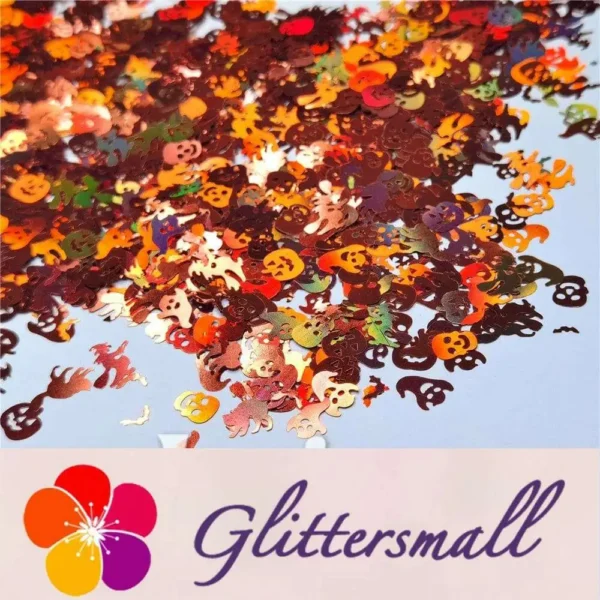 IMG_20200910_204044.webp Halloween Pumpkin Ghost Skull Special Mixed Holographic Brown Glitter LB0401