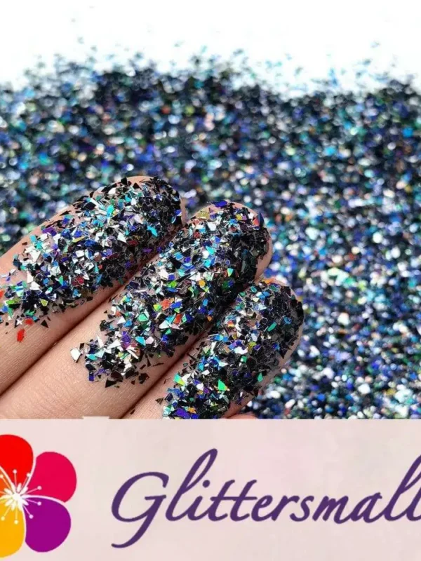 Holographic Black Opa Cellophane Holo Shards Confetti Glitter Sprinkle Toppings LB01000 2x2