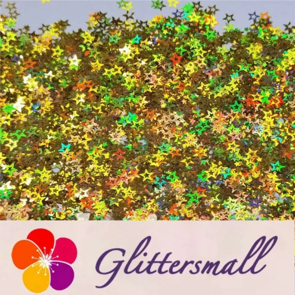 6mm Holographic Gold Hollow Out Star Shaped Glitter LB0210