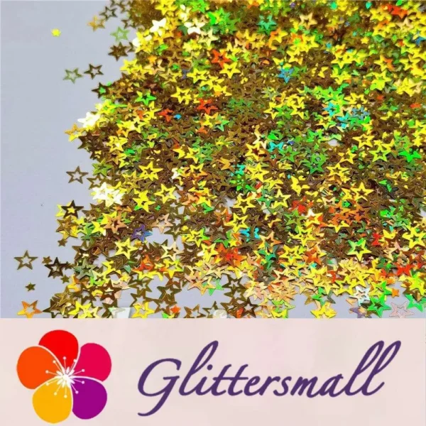 6mm Holographic Gold Hollow Out Star Shaped Glitter LB0210