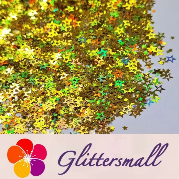 6mm Holographic Gold Hollow Out Star Shaped Glitter LB0210