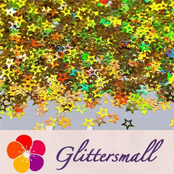 6mm Holographic Gold Hollow Out Star Shaped Glitter LB0210