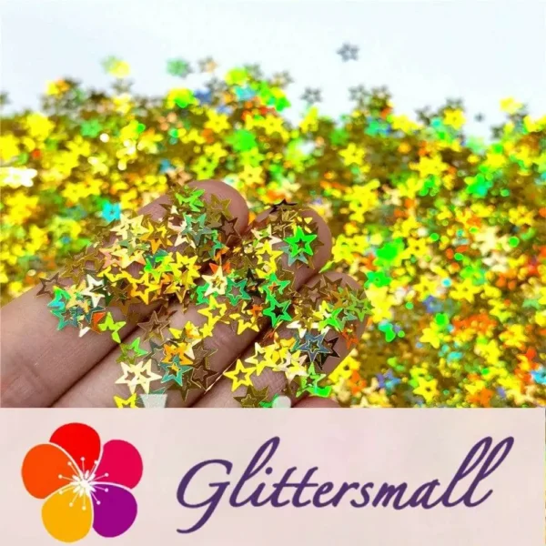 6mm Holographic Gold Hollow Out Star Shaped Glitter LB0210