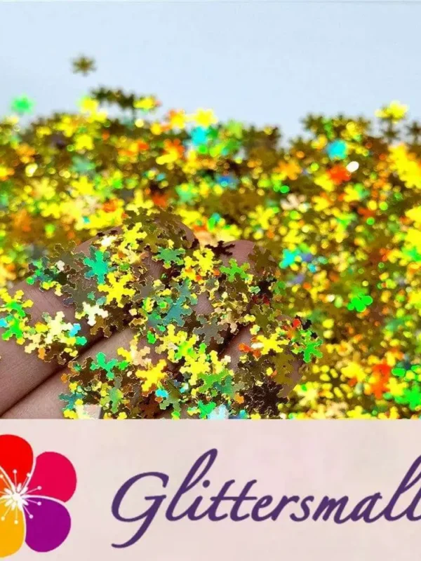 6mm Holographic Gold Snowflake Shaped Glitter LB0210
