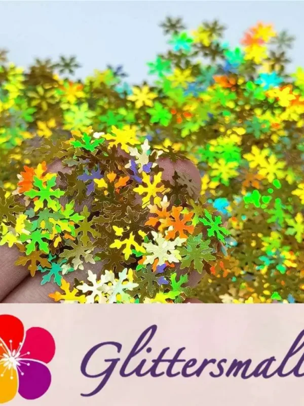 9mm Snowflake Shaped Holographic Gold Glitter LB0210