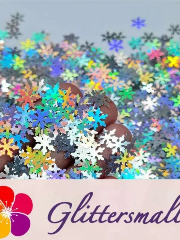 9mm Snowflake Shaped Holographic Silver Glitter LB0100