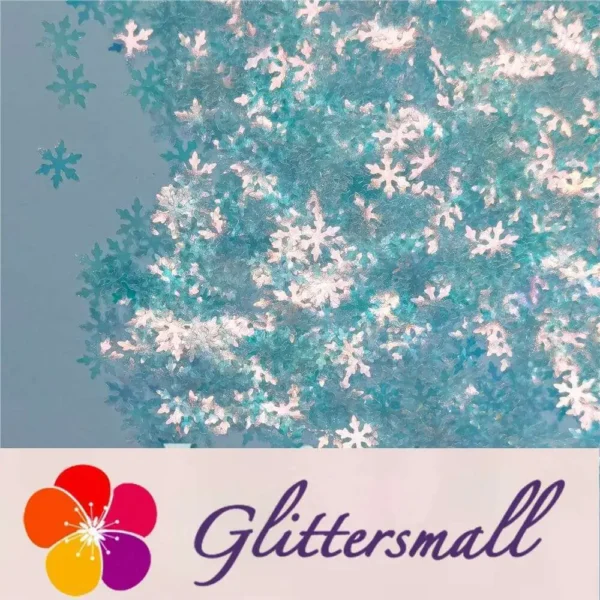 9mm Snowflake Shaped Iridescent Blue Translucent Glitter C021