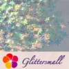 9mm Snowflake Shaped Iridescent Blue Translucent Glitter C021