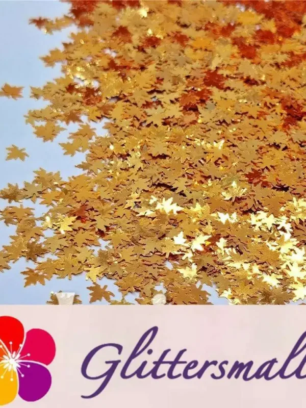 6mm Golden Maple Leaf Leaves Shaped Glitter B0224