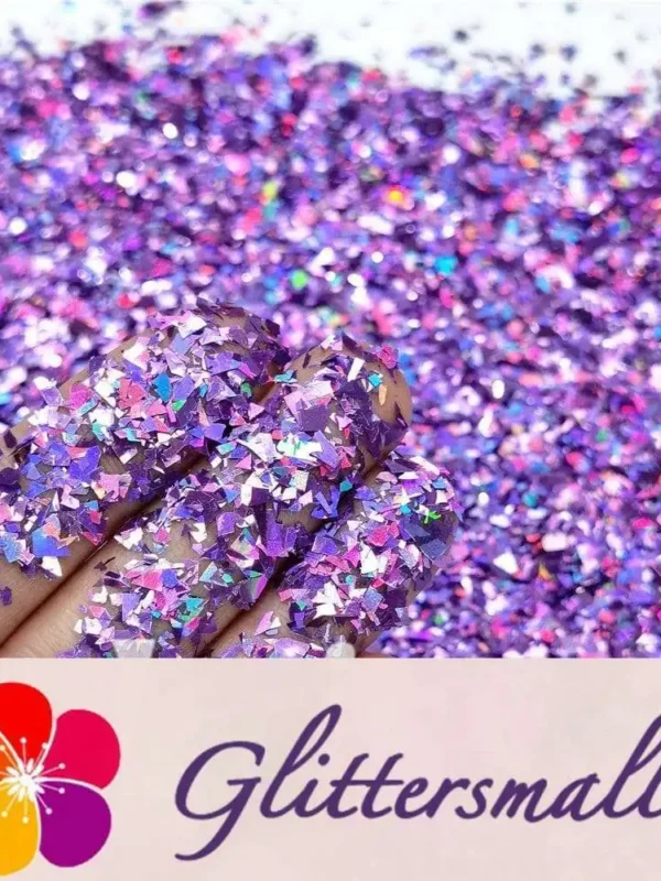 Holographic Light Purple Cellophane Glitter Flakes Holo Shards LB0802 4x4