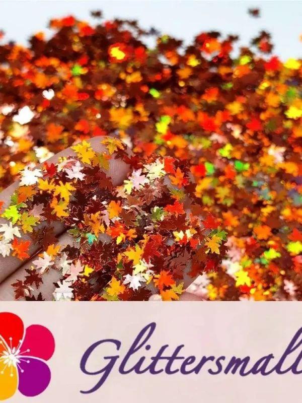 6mm Holographic Red Bronze Maple Leaf Leaves Shaped Glitter LB0401
