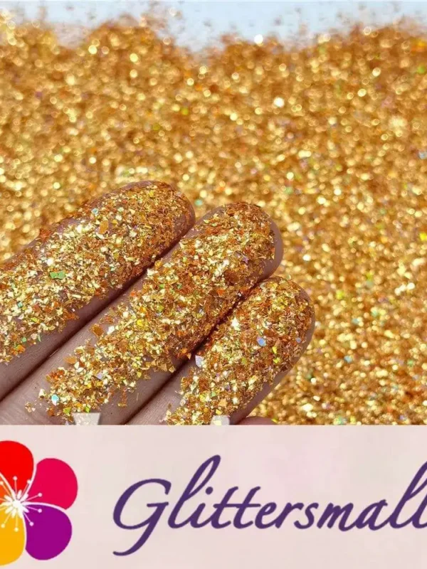 2x2 Glitter Holo Shards (Flakes) Holographic Pigment Orange Gold Glitter SLG014-N