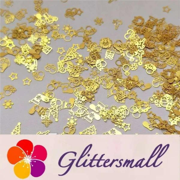 Mixed Golden Christmas Special Shaped Metal Glitter MC202