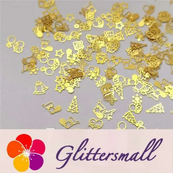 Mixed Golden Christmas Special Shaped Metal Glitter MC202