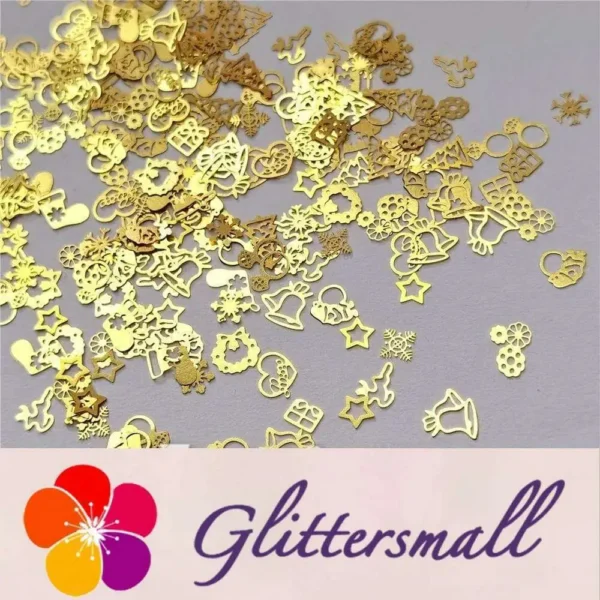 Mixed Golden Christmas Special Shaped Metal Glitter MC202