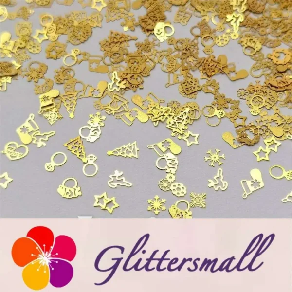 Mixed Golden Christmas Special Shaped Metal Glitter MC202