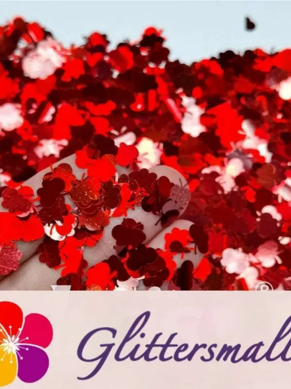 9mm Butterfly Shaped Holographic Red Glitter LB0300