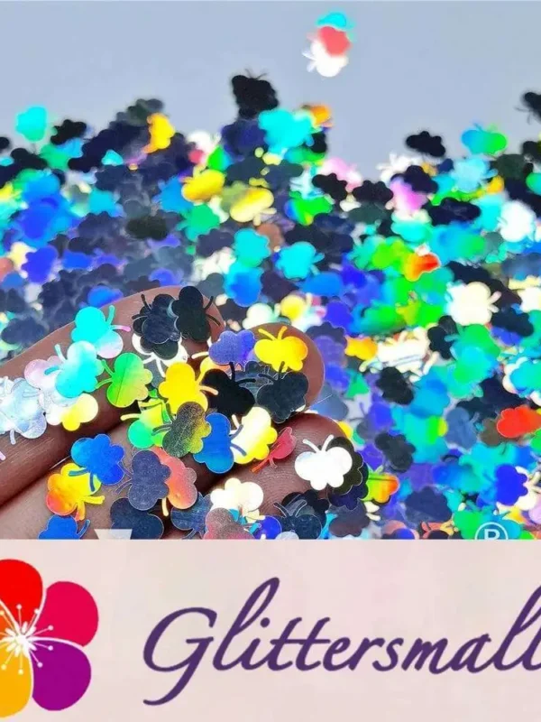 9mm Butterfly Shaped Holographic Silver Glitter LB0100