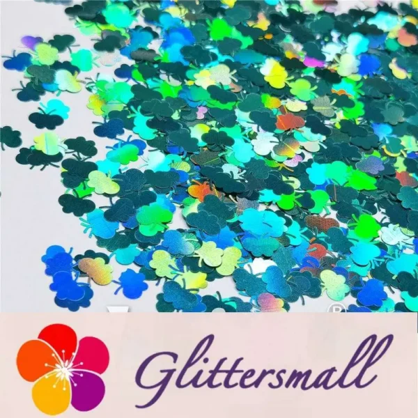 9mm Butterfly Shaped Holographic Teal Green Glitter LB0702