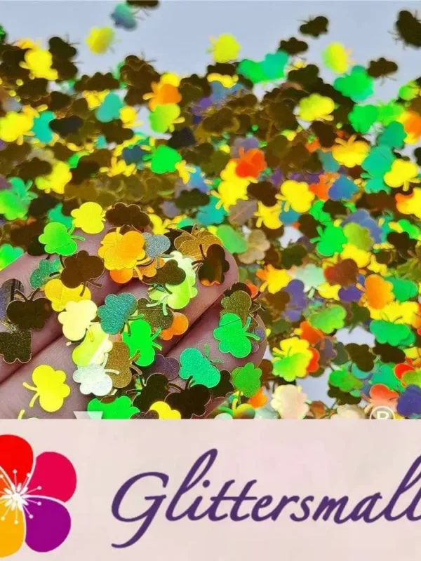 9mm Butterfly Shaped Holographic Gold Glitter LB0210